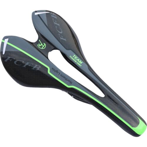 FCFB full carbon fiber road mountain bike bicycle saddle MTB full carbon saddle Front seat mat rod/green/blue 3K gloss cycling