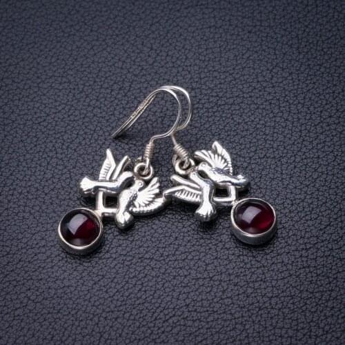 StarGems Natural Amethyst Pigeon Handmade 925 Sterling Silver Earrings 1.25" D7167