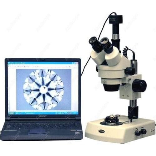 Stereo Microscope--AmScope Supplies 3.5X-90X Jewelry Gem Stereo Microscope + Dual Halogen + 1.3MP Camera