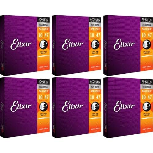 Elixir 11002 NanowebCoating 80/20 Bronze Stainless Steel Acoustic Guitar Strings Extra Light 010-047