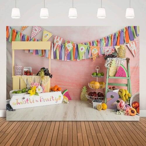 Twotti Fruity Party Backdrop Children Two Birthday Cake Smash Background Fruit Stand Banner Props Kids Portrait Photography