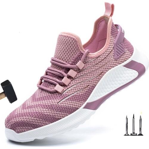 Upgraded Safety Shoes Men Steel Toe Cap Women Lightweight Work Boots Breathable Protective Safety Trainers EU36-EU48