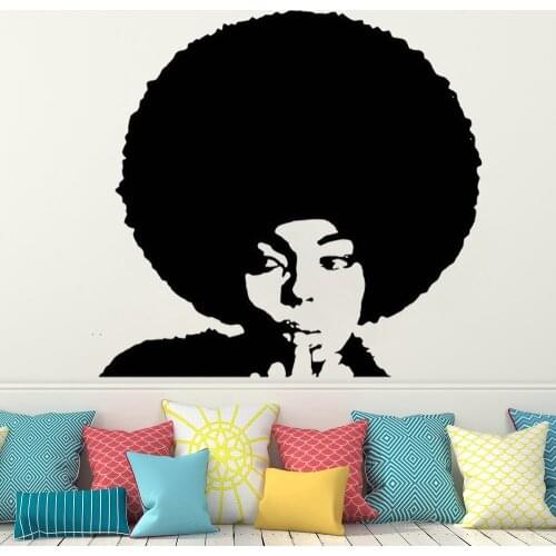 Vinyl wall sticker for Beauty Salon Woman Face Hairdressing decor Decals African style Wall Decal Window Sticker decor HQ118
