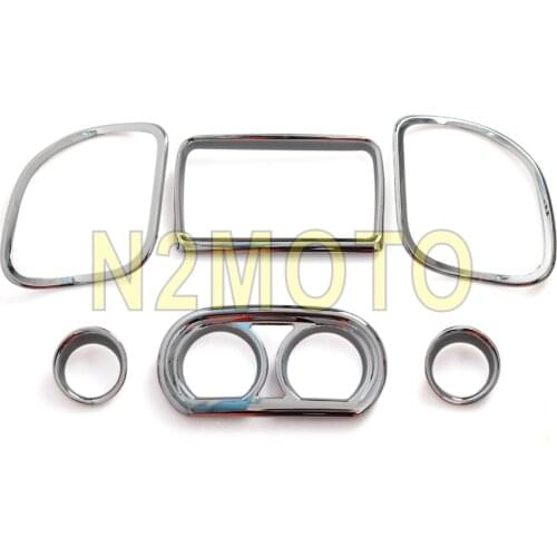 6PCS Inner Fairing Dash Gauge Radio Trim Kit Chrome Cover for Haley Road Glide 2015-2018 Audio Fairing Speakers