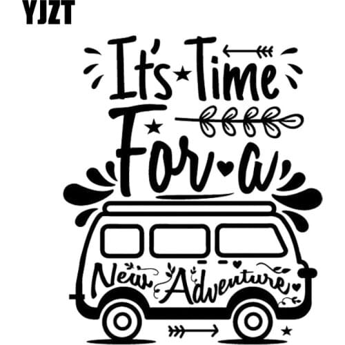 YJZT 17CM*14.3CM Family Car Travel Adventure Pattern Decal Fashion Car Stickers Black/Silver C30-0455