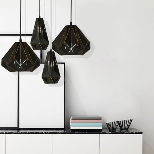 American style Retro Polygon perforation Iron art Pendant Lights Kitchen Living Room Suspension Restaurant bar decoration