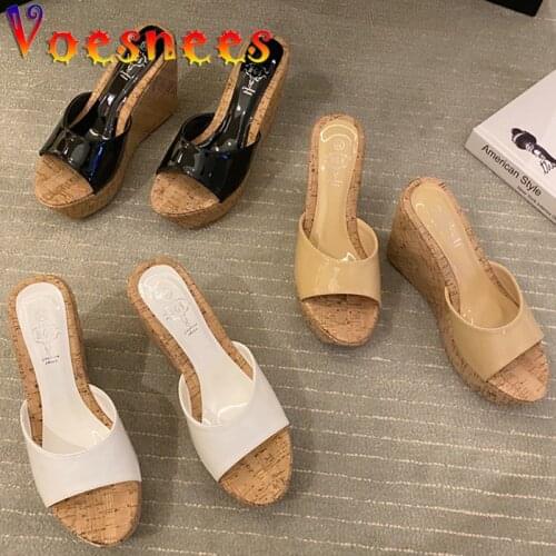 Voesnees Women Slipper Shoes 2021 New Comfortable Fish Mouth Sandals 12CM Concise Fashion Summer Casual Wedges High-Heeled Shoes