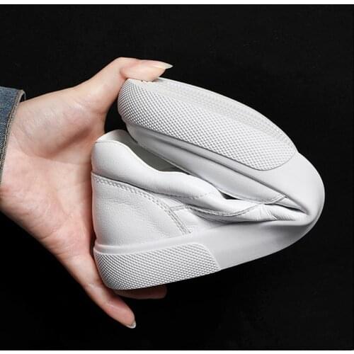 Womens Casual Vulcanize Shoes White Genuine Leather 2021 Sport Walking Running Summer Platform Flats Woman Sneakers