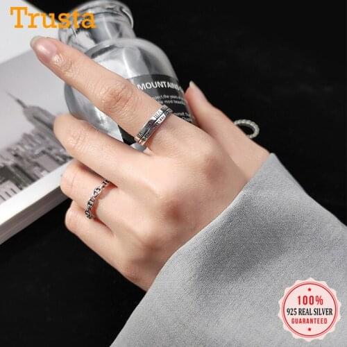 Trustdavis Authentic 925 Sterling Thai Silver Chain Roman Numerals Opening Ring For Women Silver 925 Ring Jewelry Gift DA990