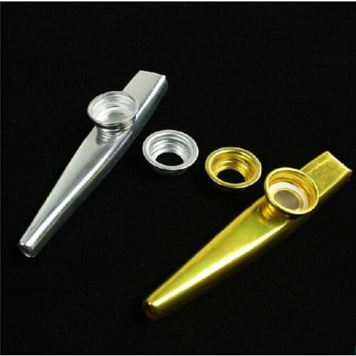 100pcs Wholesale Kazoo Guitar Accompaniment Mouth Flute Aluminum Silver Golden Available