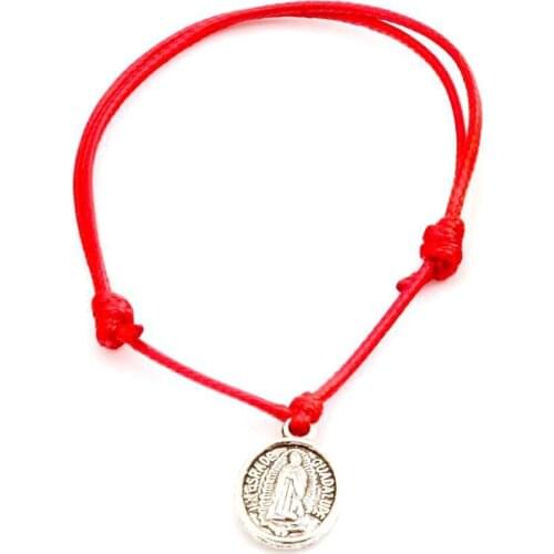 Hot ! 20 pcs Adjustable Bracelets ST.JUDE Zinc Alloy Charm Red Waxes rope Adjustable Bracelet B-031