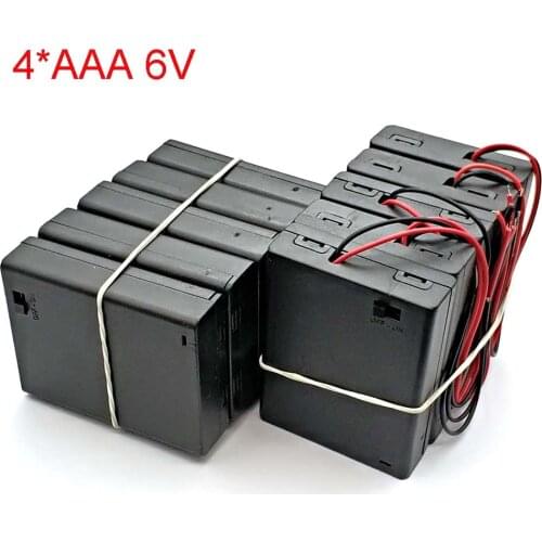 4 * AAA Battery Holder Case Box with Leads with ON/OFF Switch Cover 4 Slot Standard Battery Container