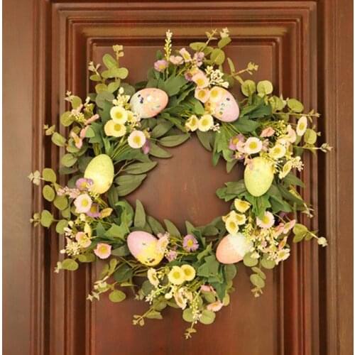 45cm Easter Wreath Decoration Hanger Garland Home Artificial Spring Wreaths
