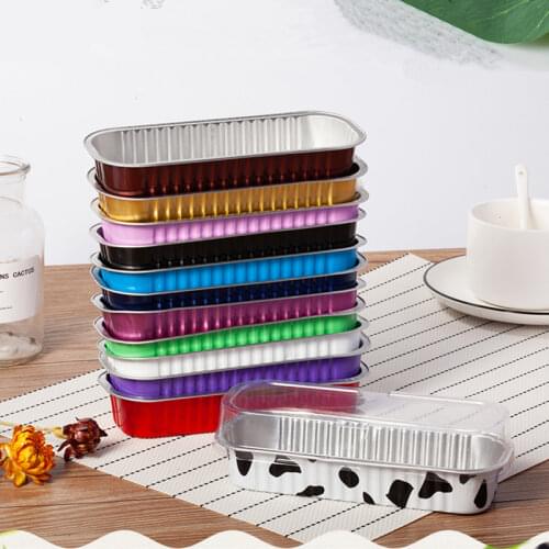 50pcs High quality square aluminum foil cake boxes baking mold household DIY dessert packaging chocolate pudding cup with lid