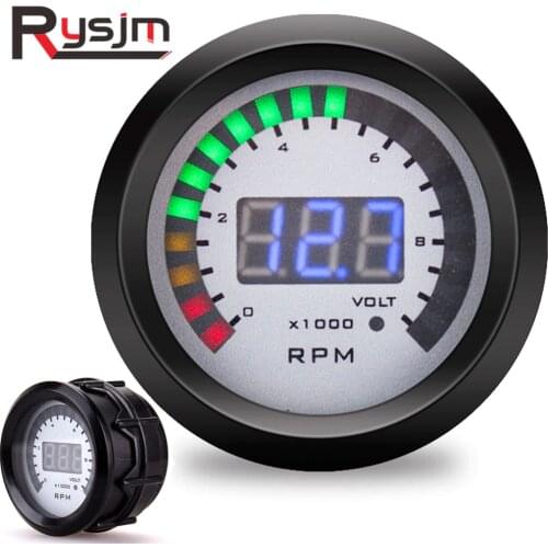 52mm car Tachometer + Voltmeter gauge Voltage motorcycle Volt 10000 rpm meter LED digital Indicator light tach Multifunction