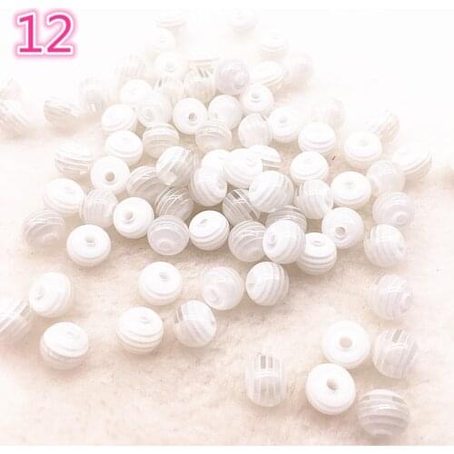 6/8MM 50pcs DIY Bracelet Accessories Children Handcraft Department Round Transparente Resin Stripe Beads for jewelry Findings #E