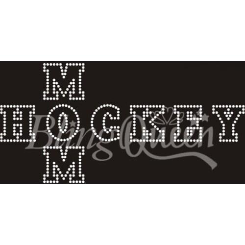 BlingQueen 25PCS/LOT Rhinestone Iron On Hot Fix Appliques Hockey Mom Designs