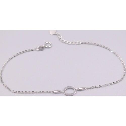 New Pure Solid 18K White Gold Bracelet Rolo Link Chain Bracelet 18.5cm