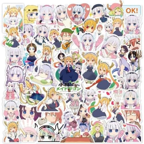 10/50 Pcs Cute Anime Girls Paper Stickers Miss Kobayashis Dragon Maid Anime Stickers Decorative Scrapbooking Cartoon Sticker