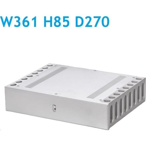 CNC Heat Sink Sandblasting Silver Luxury Power Amplifier Supply Chassis Pure Class A Rear Case DIY Hi-Fi Enclosure W361 H85 D270