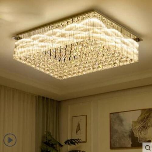 Crystal lamp living room ceiling lamp rectangular modern minimalist atmosphere home hall bedroom restaurant room lamp led lamps