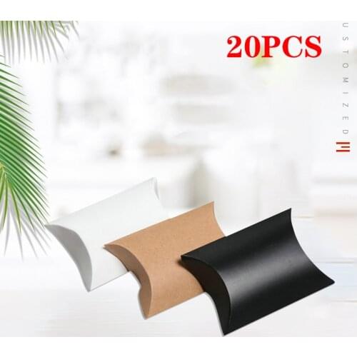 20PCS Kraft Paper Pillow Favor Box Wedding Party Favour Gift Candy Boxes Home Party Gift box Birthday Supply