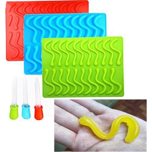 Creative Snakes Worms Silicone Rubber Jelly Mold Chocolate Candy Molds Party Wedding Decorating Baking Tools DIY Mold