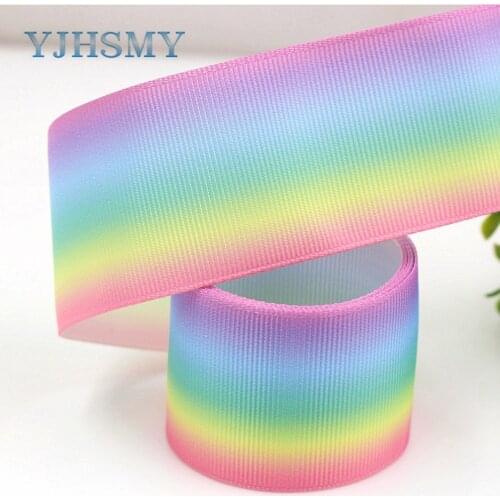 YJHSMY G-18604-346,10 yards 38 mm rainbow Ribbons Thermal transfer Printed grosgrain Wedding Accessories DIY handmade material