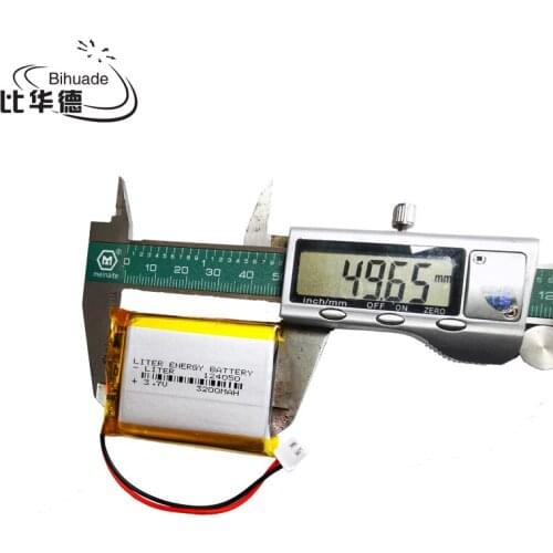 JST XH 2.54mm 124050 3.7V 3200MAH Lithium Polymer LiPo Rechargeable Battery For Mp3 headphone PAD DVD bluetooth camera