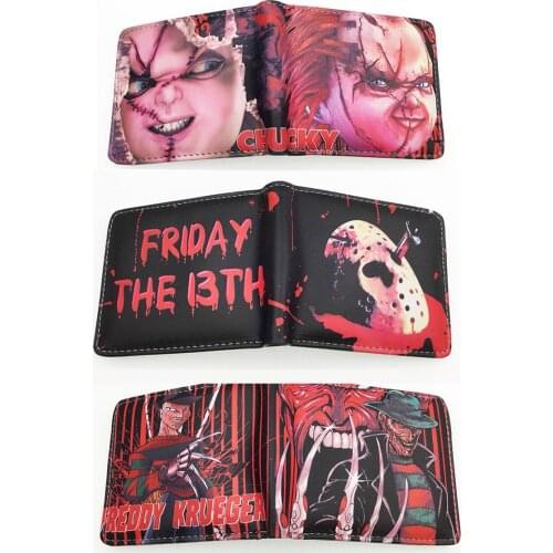 Cartoon Short Wallet Chucky Purse with Credit Card Holder Mens Wallet Black Friday Street Style Multifunctional Money Bag