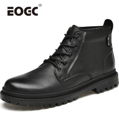 Plus Size Waterproof Winter Boots Men Handmade Plus Size Lace-Up Autumn Winter Shoes Men Non-slip Outdoot Ankle Snow Boots Shoes