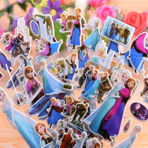 6-12 pcs/set Disney toy sticker Disney Frozen Sofia Minnie Princess Disney Princess Toys Cartoon 3D Stickers girls boy Stickers
