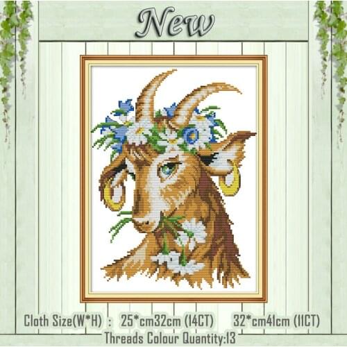 Beautiful lamb animal decor diy painting counted printed on the canvas DMC 11CT 14CT kit Cross Stitch embroidery needlework Sets