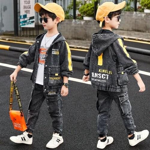 Spring & Autumn Boy Cowboy Clothing Sets Boy Teens Clothes For Children Fashion Hooded Letters Printed High Quality 2021 New