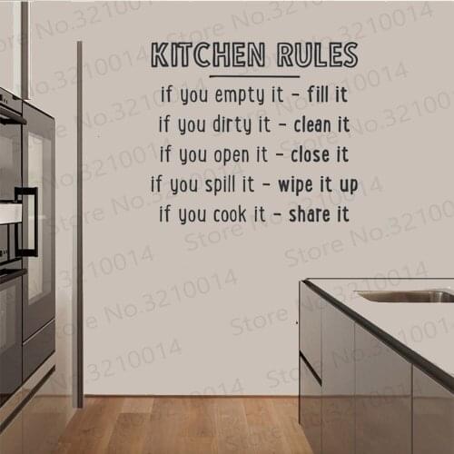 Kitchen Rules Wall Quote Decal - Kitchen Wall Sticker,Decal Sticker, Typography Decal, Chef Art, Kitchen Rules, PW134