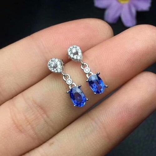 Natural sapphire earnail 925 sterling silver inlaid with roasting sapphire precious gemstones exquisite jewelry