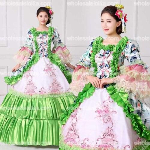 New Floral Printed Masquerade Ball Gown Southern Rococo Belle Dress Reenactment Theatrical Clothing Vestido Costumes