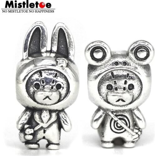 Mistletoe 925 Sterling Silver Rabbit Frog Bear Charm Bead European Jewelry