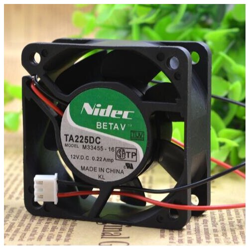 Original NIDEC TA225DC M33455-16 DC 12V 0.22A 60*60*25 2 Lines Double Ball Bearing Cooling Fan