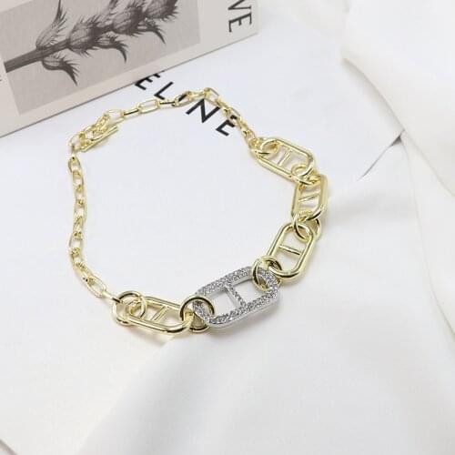 TIMEONLY Hyperbole Chunky Cuban Chain Choker Necklaces for Women Sparkly Rhinestones Hollow Necklace Hip Hop Street Jewellery