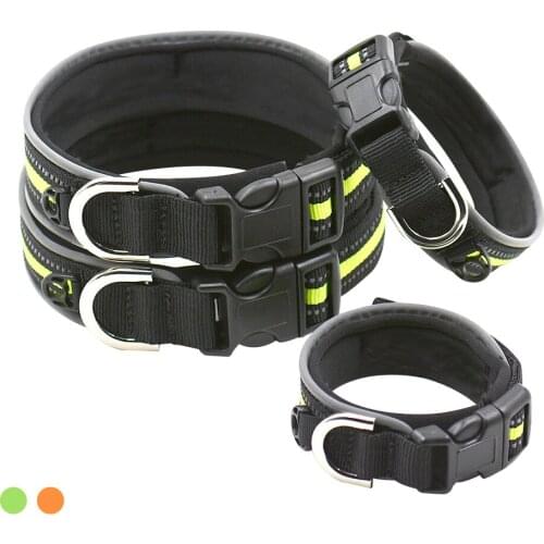 Outdoor Walking Pet Products Nylon Reflective Dog Collar Thickened Large Pet Collar Explosion Proof Punching Traction Rope Puppy