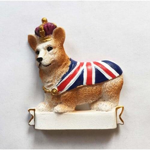 QIQIPP British tourist souvenir Royal corky dog magnetic stickers refrigerator stickers creative decorative crafts hand gift