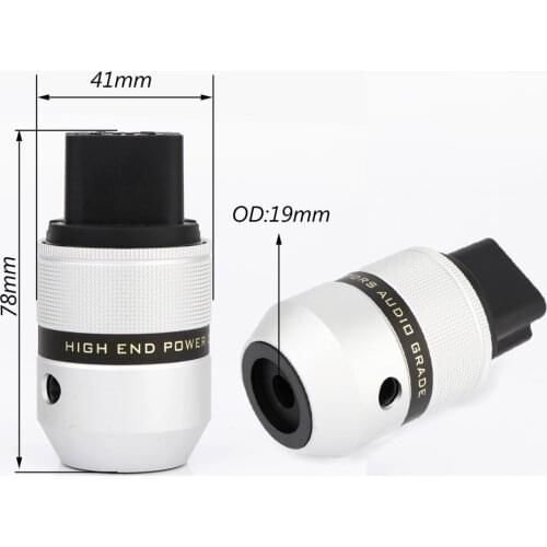 Preffair 083A C19 Aluminum metal 24K Gold Plated Audio Power IEC Connector Plug AC 20A Female Power Cord Audio Cable Connector