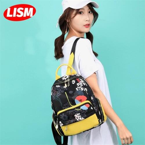 LISM Backpack Women 2019 New Korean Oxford Cloth Retro Travel Bag Student Printed Girl Men Large Capacity Shoulder Bags Printing