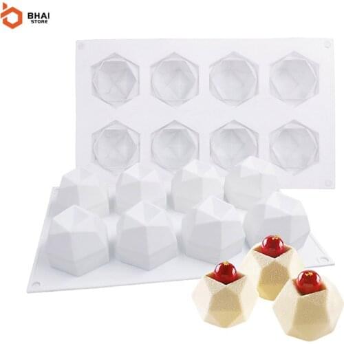 Multilateral Rubiks Cube Magic Ball Silicone Mold 8-Cavity Mousse Pastry Mold For Kitchen Baking Cake Pudding Jelly Decorating