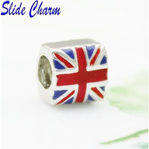 Slide charm Free shipping Red m word flag c charm beads fit Pandora bracelet