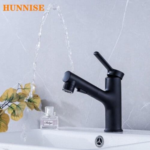 Three Wateroutlet Modes Bathroom Basin Faucet Hot and Cold Pull Out Bath Sink Faucet Mixer Brass Bathroom Wash Basin Faucet Tap