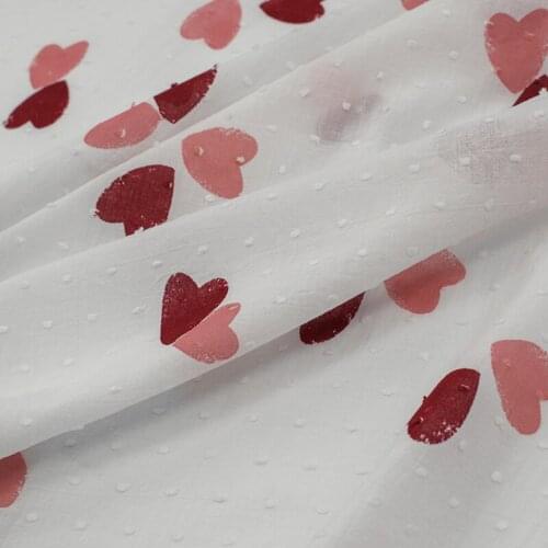 Love On White Pure Cotton Fabric For Summer Dress Ткань Хлопок Tissu Telas Sewing Tela Tecido Ткани Stof Stoff Tissus Vestidos