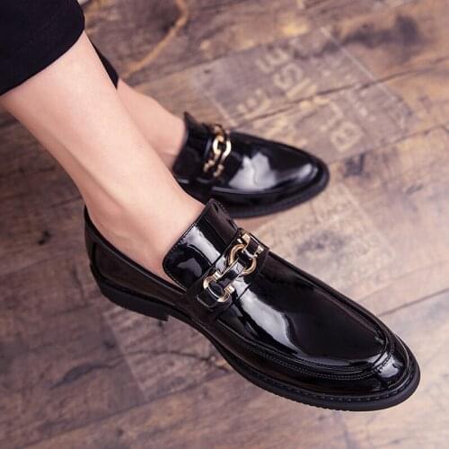 Italian hair style wedding shoes mens business office formal shoes mens party shoes white patent leather zapatillas hombre E44