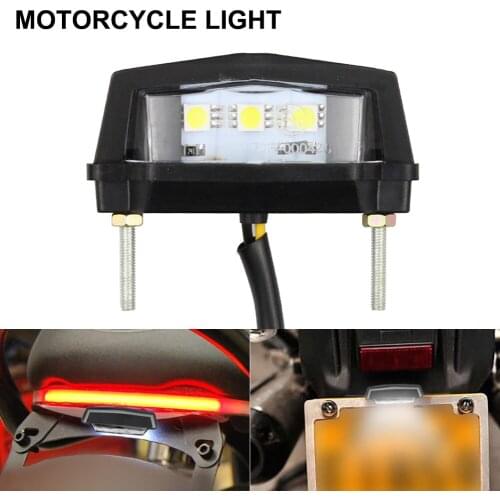 Universal 12V Mini Motorcycle License Plate Frame Light LED Tail Rear Light Waterproof Motorcycle License Light Lamp Accessories